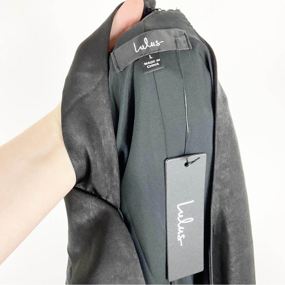 NWT Lulu's Such a Moment Black Satin Sleeveless Bodysuit size Large - Picture 5 of 5